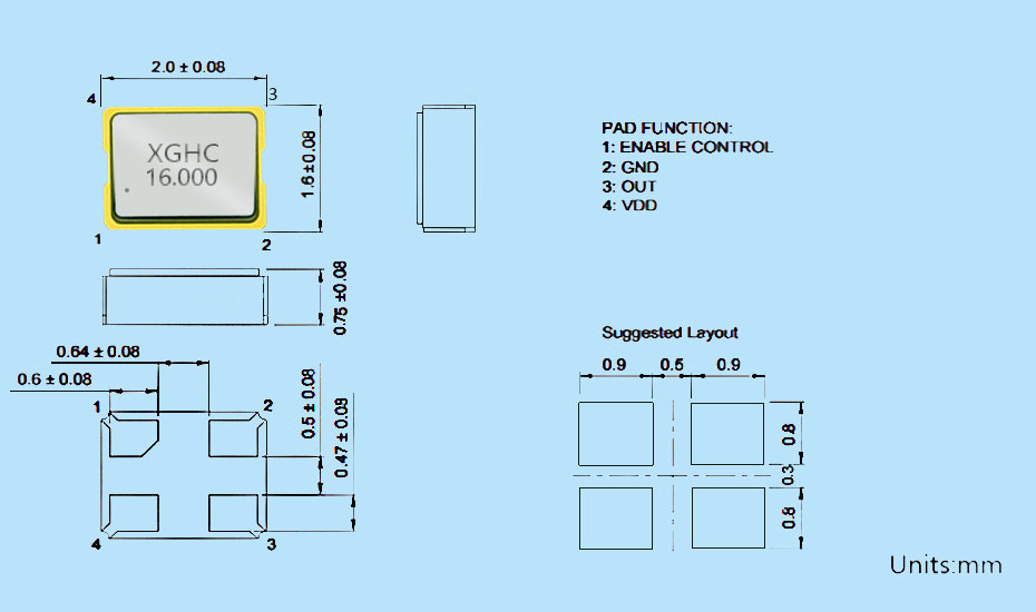 SMD2016有源晶振結(jié)構(gòu)圖