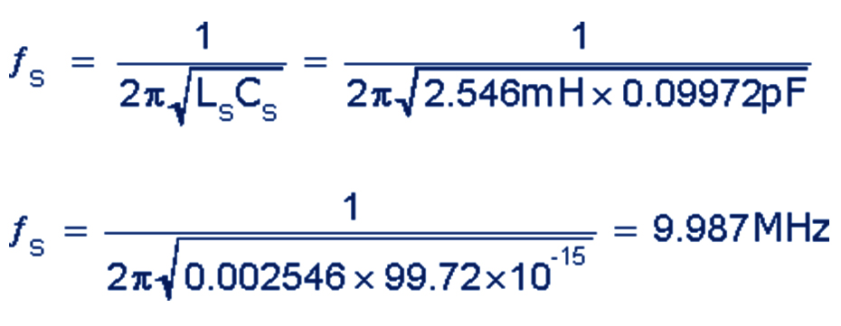 晶體串聯(lián)諧振頻率，?s